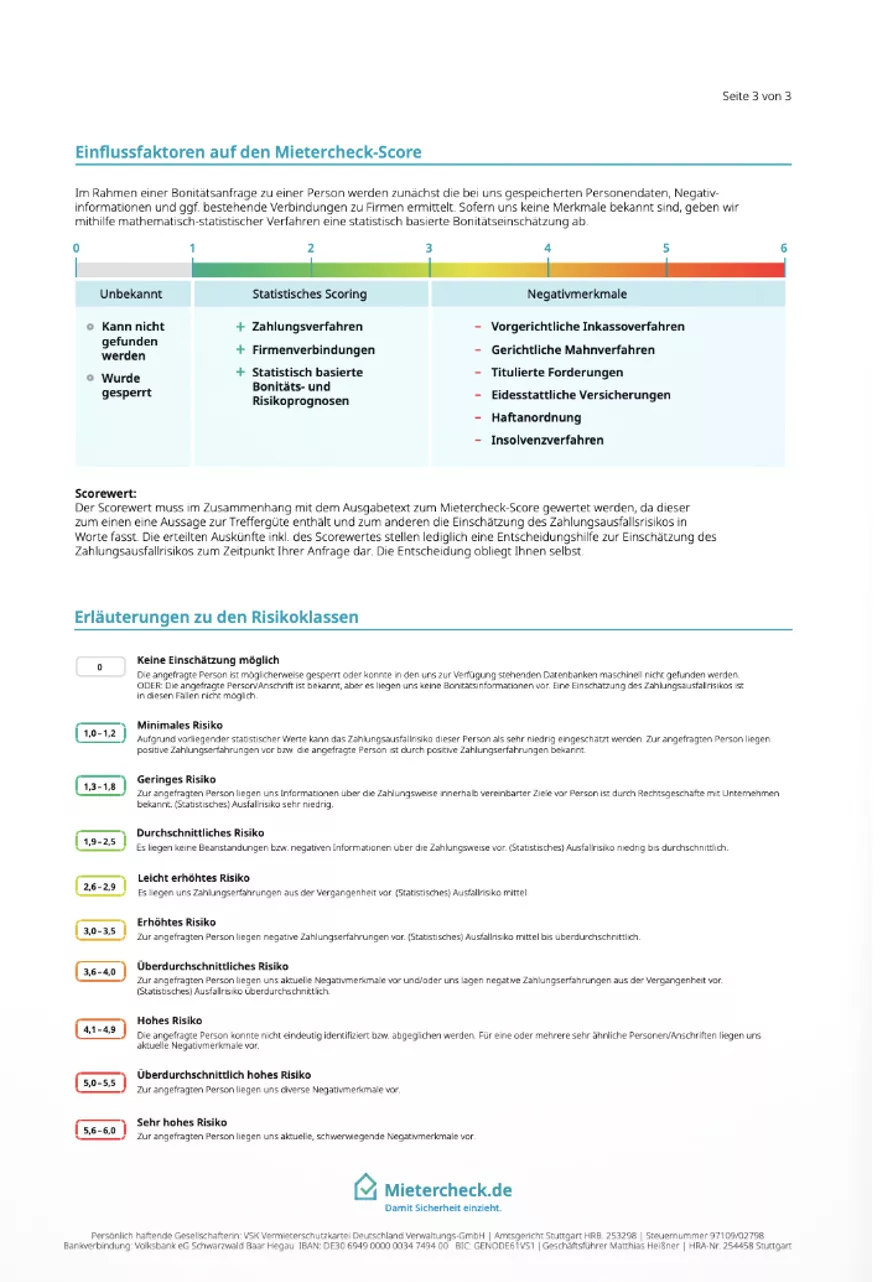 Beispiel eines Mieterpasses, Mieterchecks Bild 3 Beispiel eines Mieterpasses, Mieterchecks Bild 3